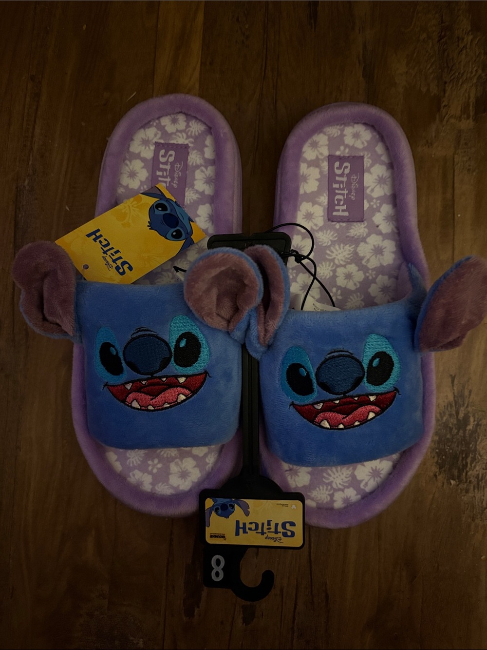 Stitch Plush Slide Slippers for Women - Purple/Blue. New with Tags.